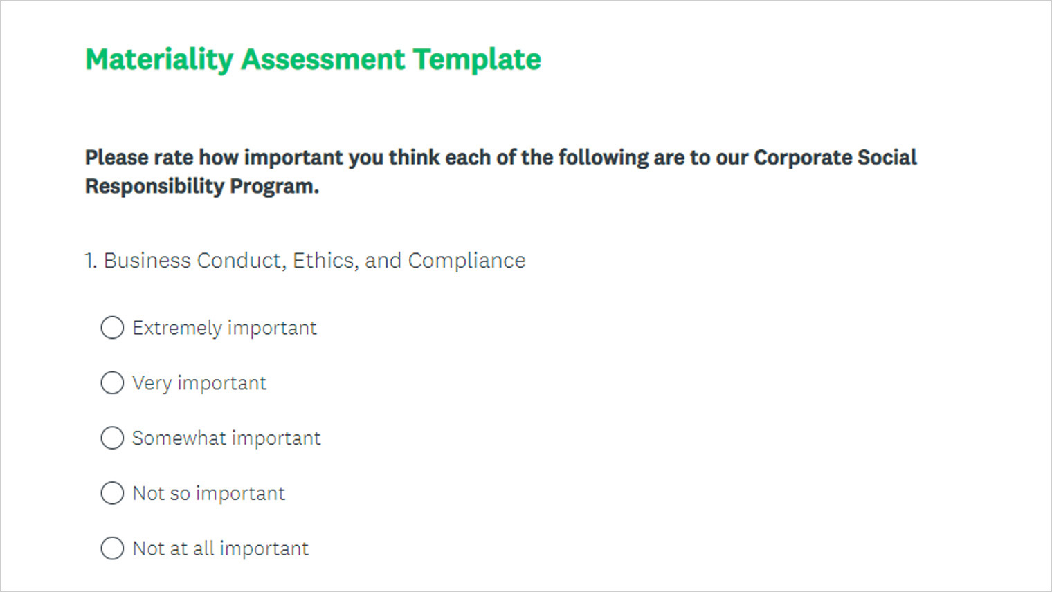 SurveyMonkey - ESG Materiality Assessment Survey Example