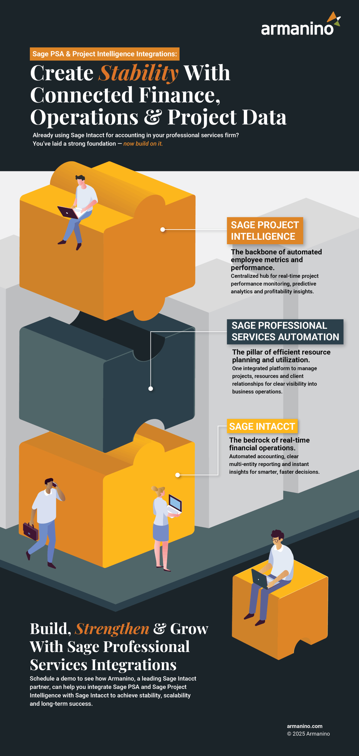 Create Stability with Connected Finance, Operations & Project Data Infographic