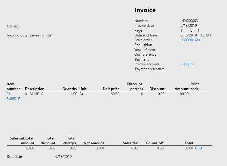 D365 Bundles Functionality - invoice form