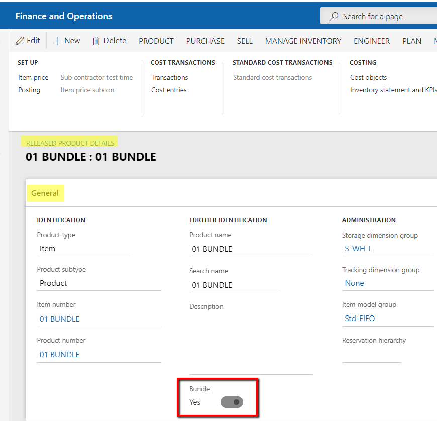D365 Bundles Functionality - setup through released product details