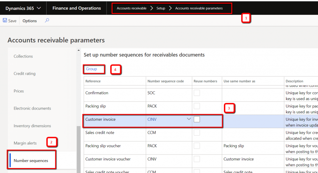 D365 F&O Accounts Receivable multiple invoice number sequence - Using an invoice number sequence