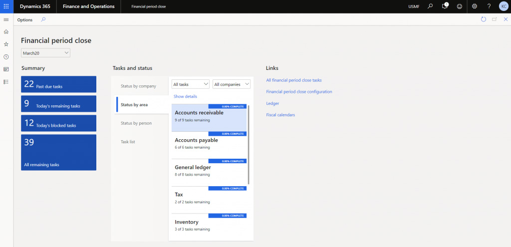 D365 Financial Period Close Workspace