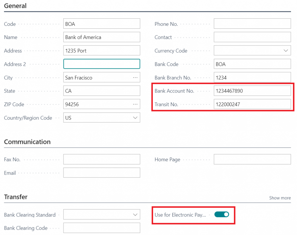 Vendor Bank Accounts