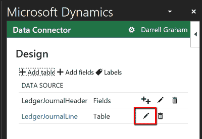 Dynamics 365 for Finance and Operations Excel Ledger Journal Line Screenshot