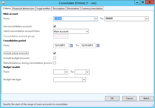 Tab 1 Criteria for multi-currency and multi-company consolidations in Microsoft Dynamics AX 2012
