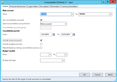 Tab 2 Financial dimensions for multi-currency and multi-company consolidations in Microsoft Dynamics AX 2012