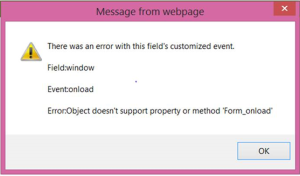 Dynamics CRM Error Message Troubleshooting - Message from Webpage