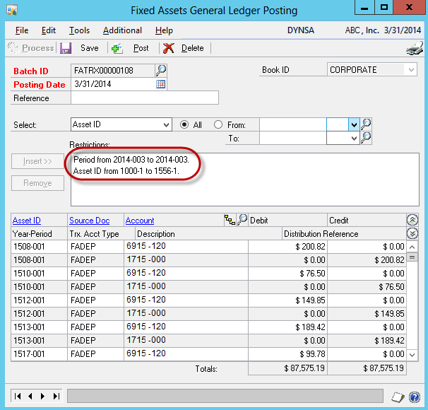 Range for Subset of Assets