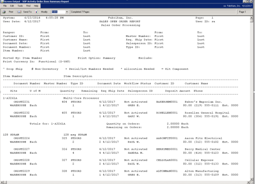 Report with Subtotals