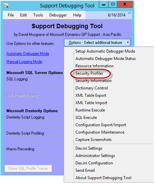 Dropdown- Security Profiler