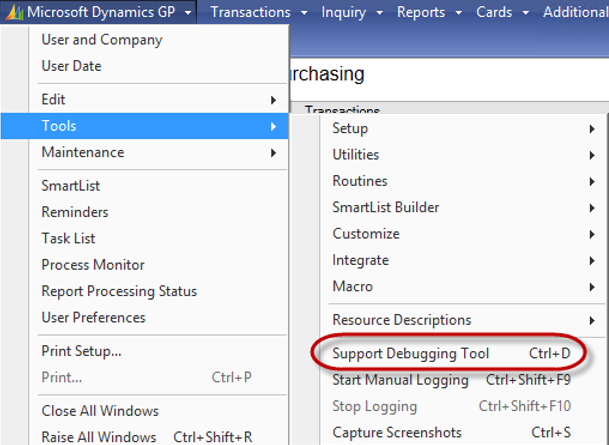 Support Debugging Tool CTRL+D