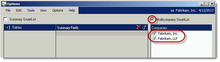 Screenshot of Adding Multi-Company Smartlist in Dynamics GP