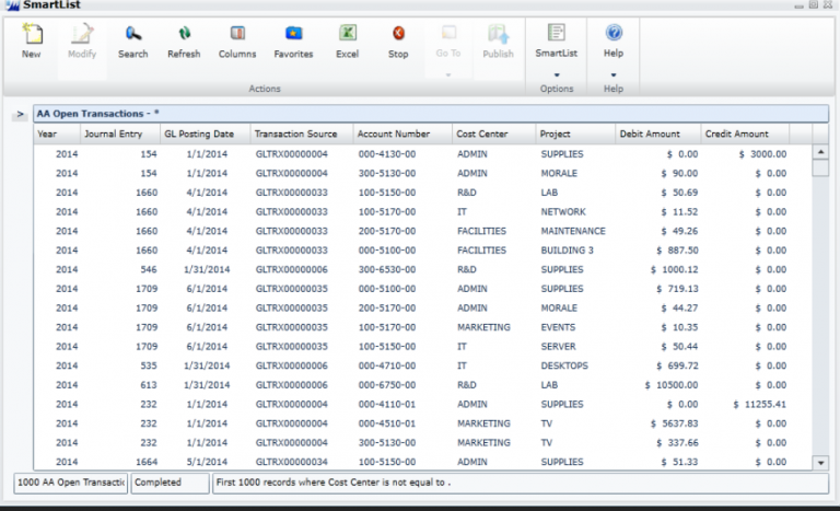 SmartList Tables