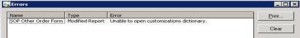 Dynamics GP Unable to open customizations dictionary