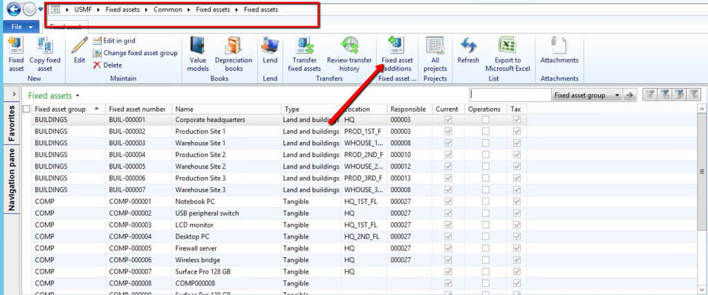 Fixed Asset additions functionality