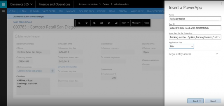 Inserting a PowerApp in Microsoft Dynamics 365 for Finance and Operations