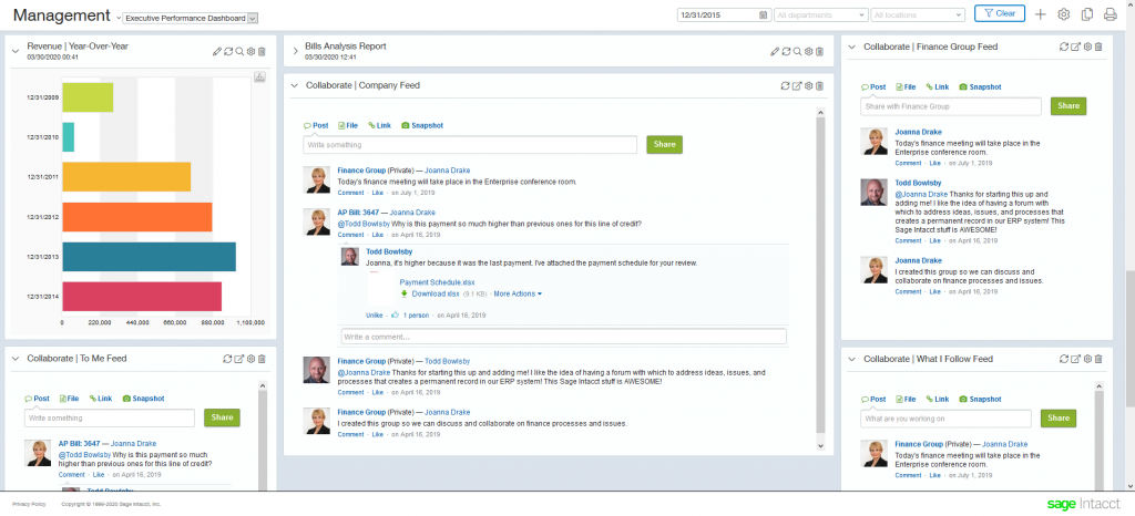 Sage Intacct Dashboard