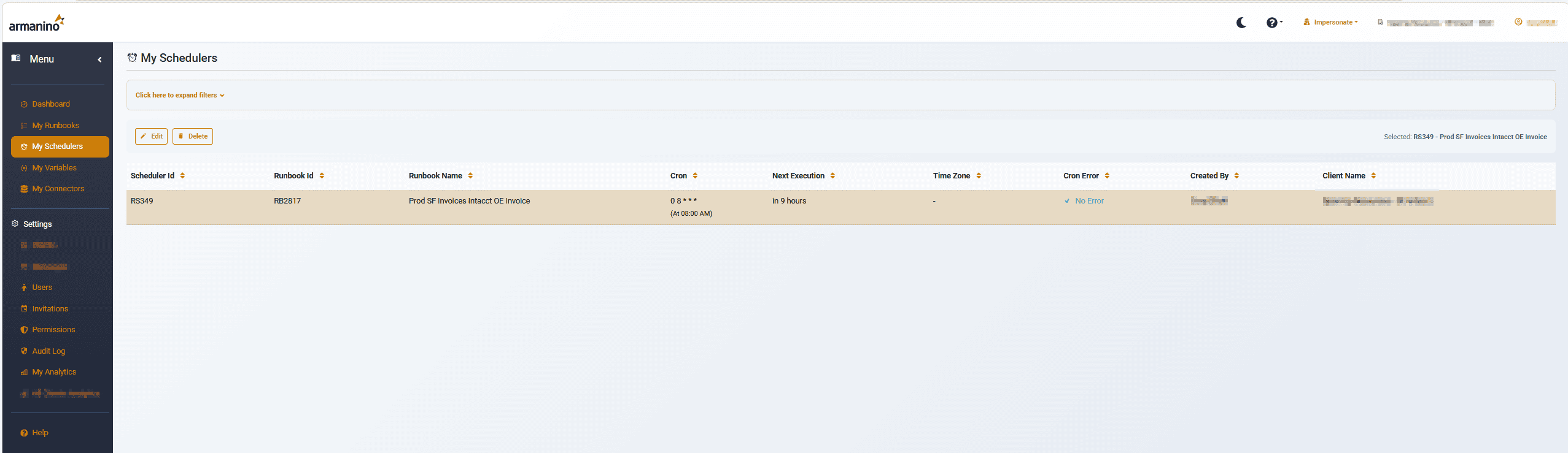 CloudSync My Schedulers Screenshot
