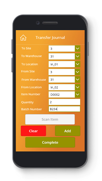 Inventory Transfer Journal Phone Screen