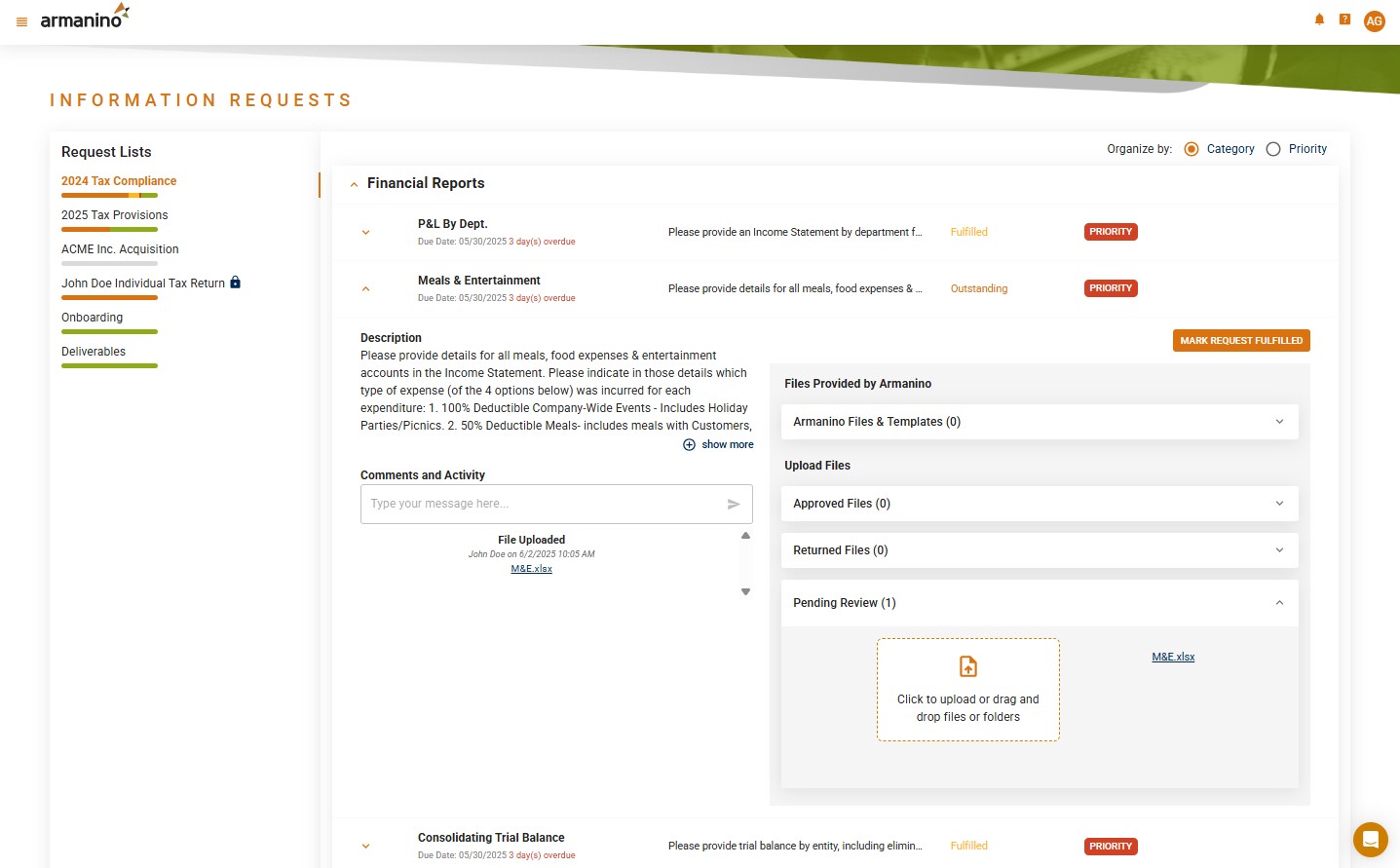 TaxAdvantage Info Requests Screenshot