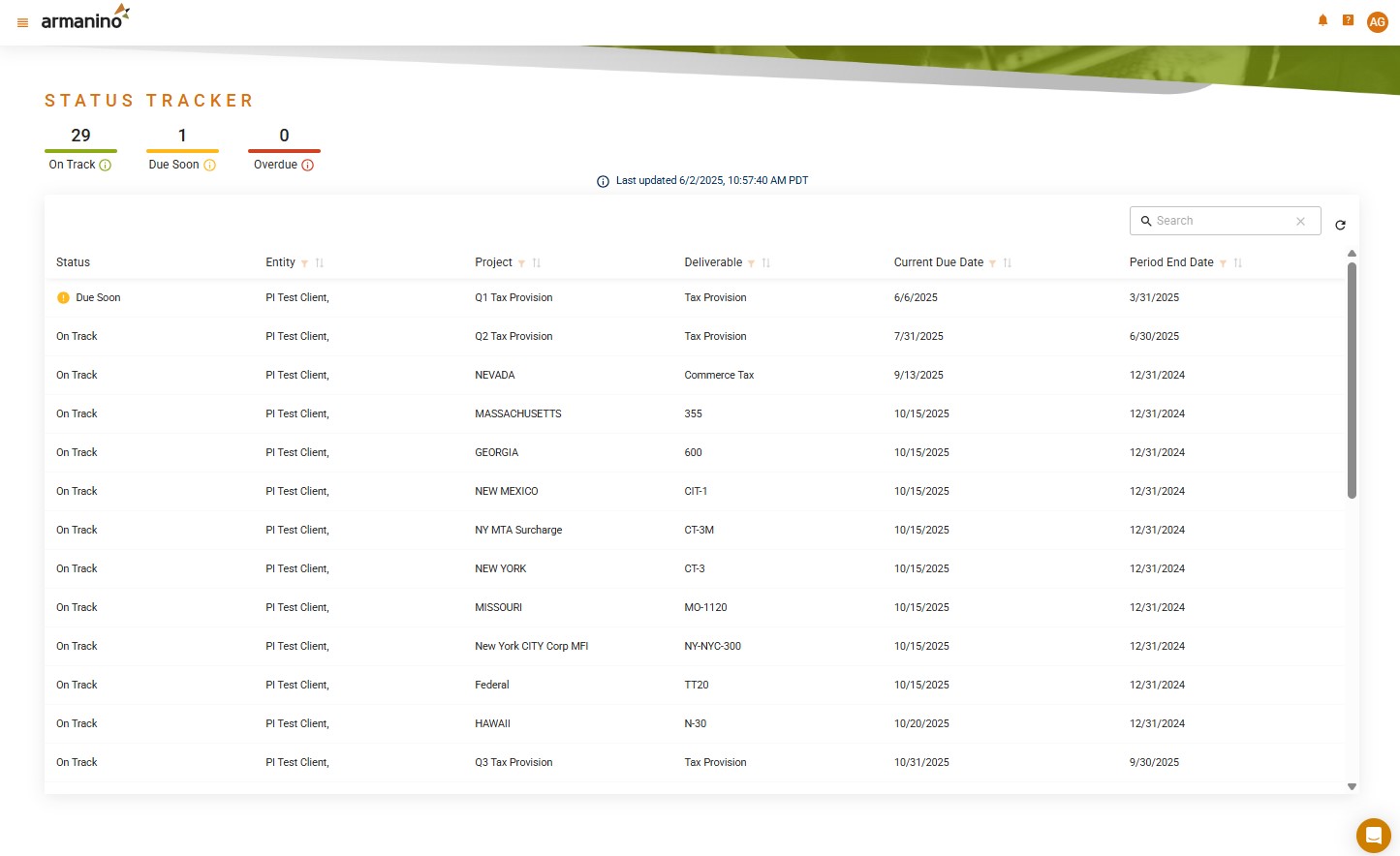 TaxAdvantage Status Tracker Screenshot